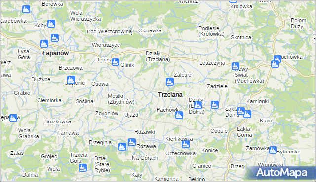 mapa Trzciana powiat bocheński, Trzciana powiat bocheński na mapie Targeo