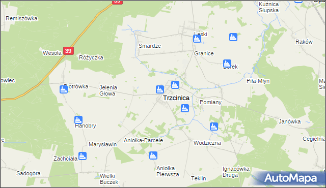 mapa Trzcinica powiat kępiński, Trzcinica powiat kępiński na mapie Targeo