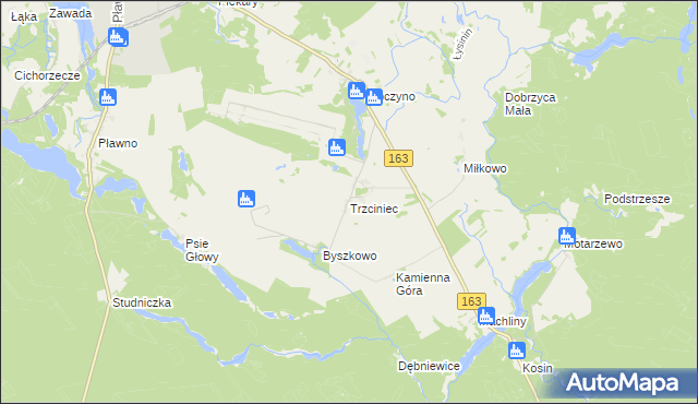 mapa Trzciniec gmina Czaplinek, Trzciniec gmina Czaplinek na mapie Targeo