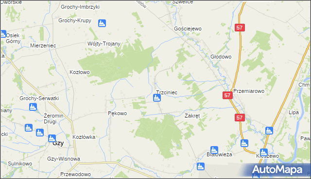 mapa Trzciniec gmina Pułtusk, Trzciniec gmina Pułtusk na mapie Targeo