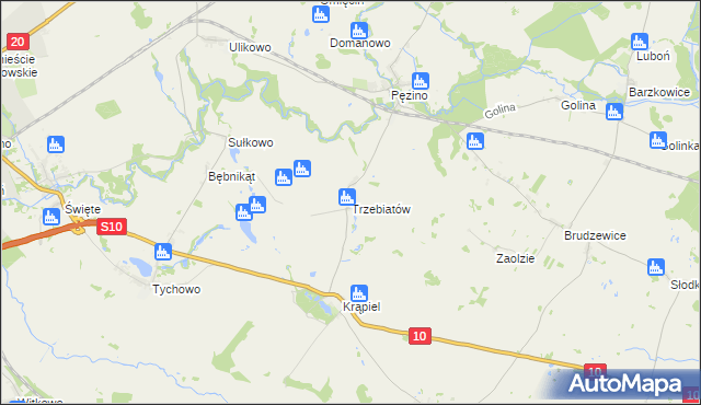 mapa Trzebiatów gmina Stargard, Trzebiatów gmina Stargard na mapie Targeo