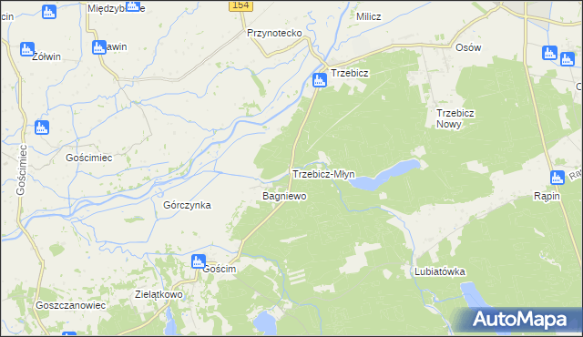 mapa Trzebicz-Młyn, Trzebicz-Młyn na mapie Targeo