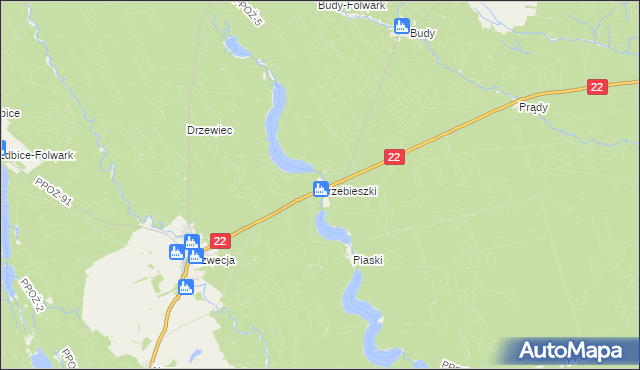 mapa Trzebieszki, Trzebieszki na mapie Targeo