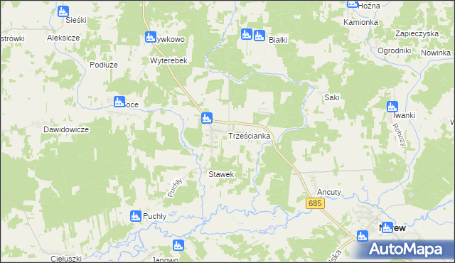 mapa Trześcianka, Trześcianka na mapie Targeo