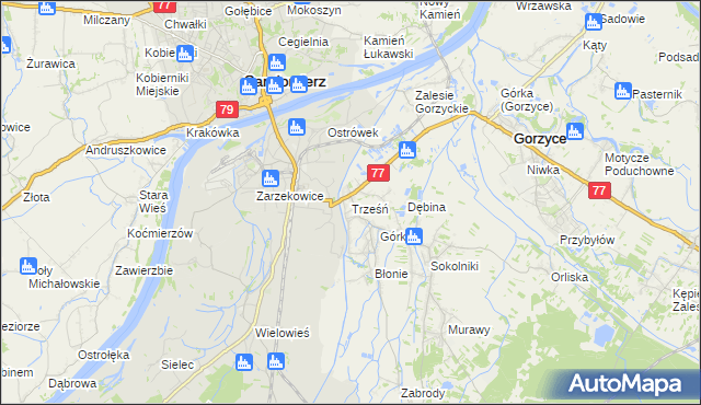 mapa Trześń gmina Gorzyce, Trześń gmina Gorzyce na mapie Targeo