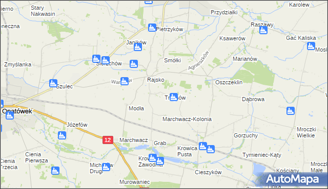 mapa Trzęsów gmina Szczytniki, Trzęsów gmina Szczytniki na mapie Targeo