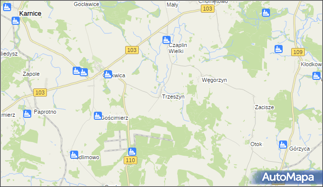 mapa Trzeszyn, Trzeszyn na mapie Targeo