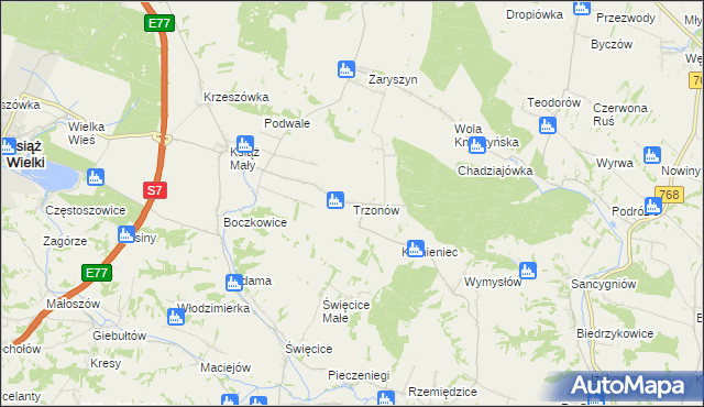 mapa Trzonów, Trzonów na mapie Targeo