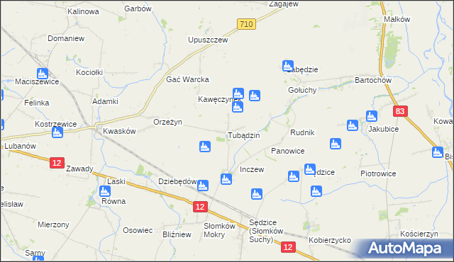 mapa Tubądzin, Tubądzin na mapie Targeo