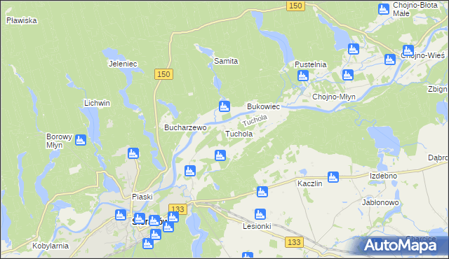 mapa Tuchola gmina Sieraków, Tuchola gmina Sieraków na mapie Targeo