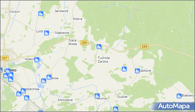 mapa Tuchola Żarska, Tuchola Żarska na mapie Targeo