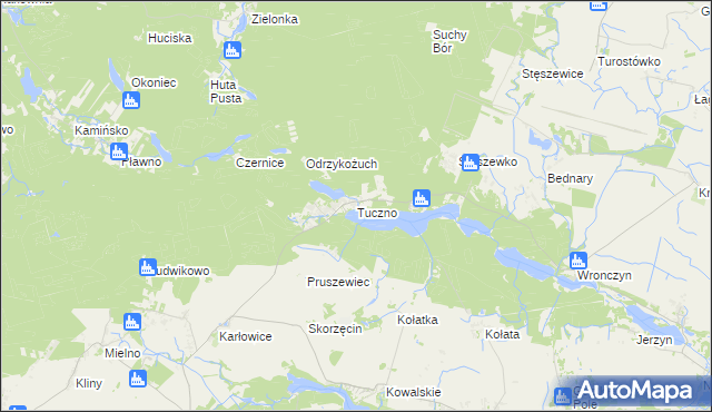 mapa Tuczno gmina Pobiedziska, Tuczno gmina Pobiedziska na mapie Targeo
