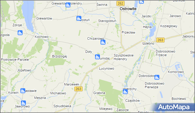 mapa Tumidaj gmina Ostrowite, Tumidaj gmina Ostrowite na mapie Targeo