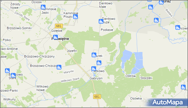 mapa Turek gmina Poświętne, Turek gmina Poświętne na mapie Targeo