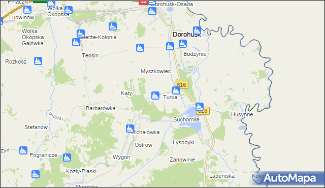 mapa Turka gmina Dorohusk, Turka gmina Dorohusk na mapie Targeo