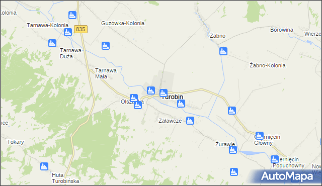 mapa Turobin, Turobin na mapie Targeo