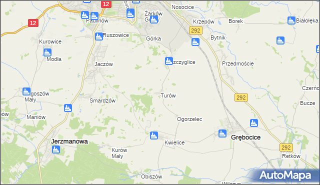 mapa Turów gmina Głogów, Turów gmina Głogów na mapie Targeo