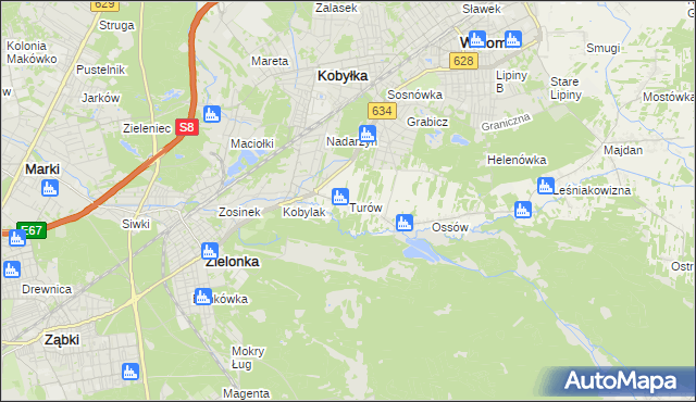 mapa Turów gmina Wołomin, Turów gmina Wołomin na mapie Targeo