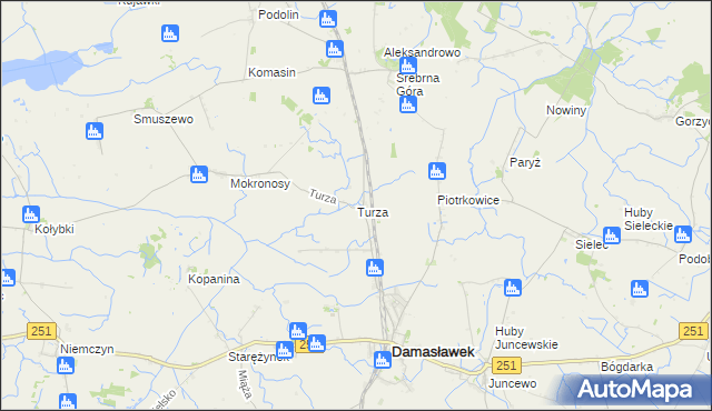 mapa Turza gmina Damasławek, Turza gmina Damasławek na mapie Targeo