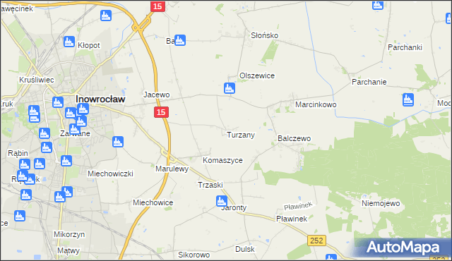 mapa Turzany gmina Inowrocław, Turzany gmina Inowrocław na mapie Targeo