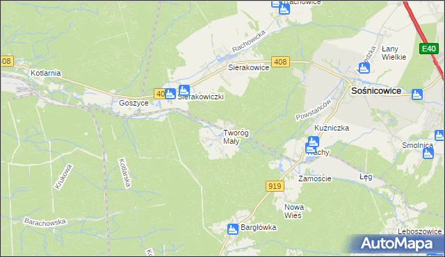 mapa Tworóg Mały, Tworóg Mały na mapie Targeo