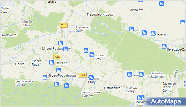 mapa Tychów Nowy, Tychów Nowy na mapie Targeo
