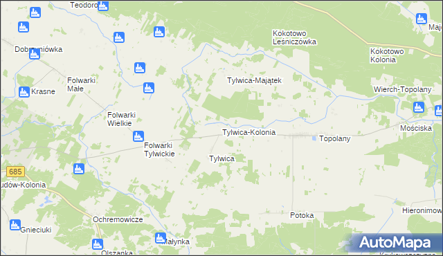 mapa Tylwica-Kolonia, Tylwica-Kolonia na mapie Targeo