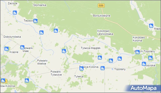 mapa Tylwica-Majątek, Tylwica-Majątek na mapie Targeo