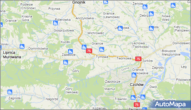 mapa Tymowa gmina Czchów, Tymowa gmina Czchów na mapie Targeo