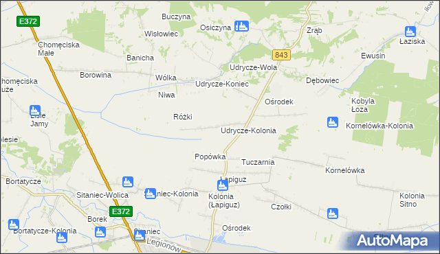 mapa Udrycze-Kolonia, Udrycze-Kolonia na mapie Targeo