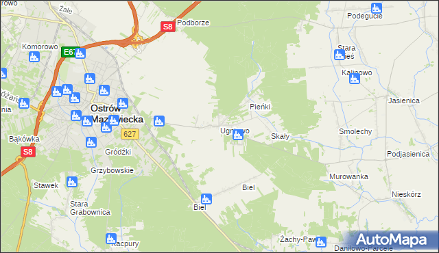 mapa Ugniewo, Ugniewo na mapie Targeo