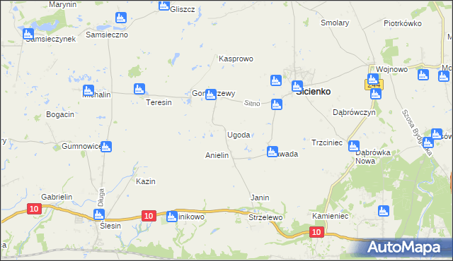 mapa Ugoda gmina Sicienko, Ugoda gmina Sicienko na mapie Targeo