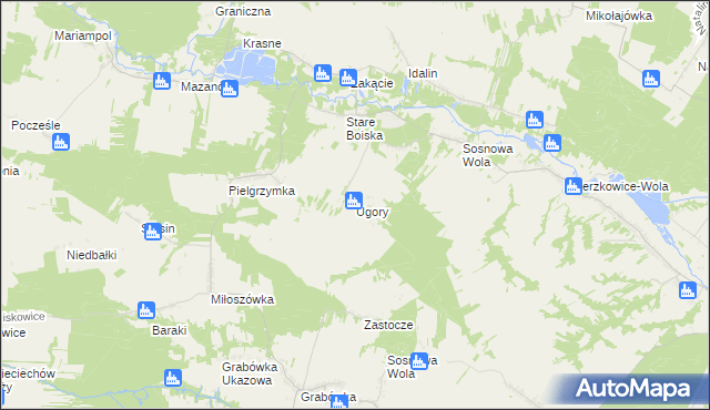 mapa Ugory gmina Józefów nad Wisłą, Ugory gmina Józefów nad Wisłą na mapie Targeo