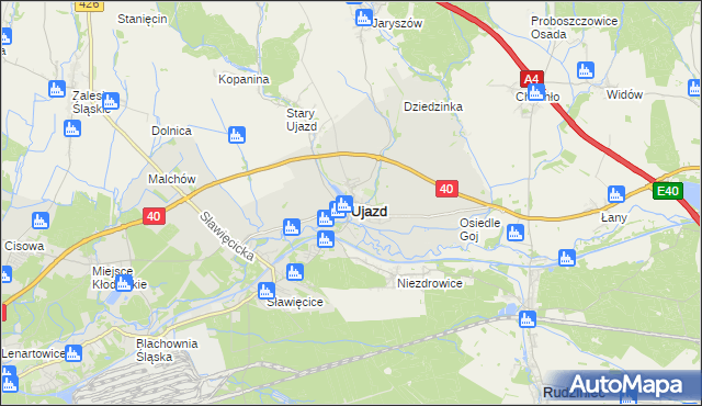 mapa Ujazd powiat strzelecki, Ujazd powiat strzelecki na mapie Targeo