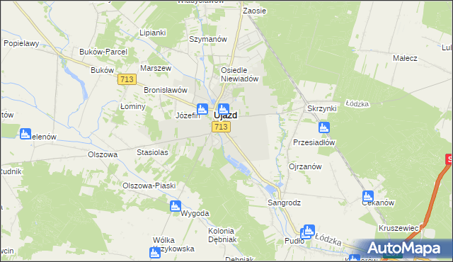 mapa Ujazd powiat tomaszowski, Ujazd powiat tomaszowski na mapie Targeo