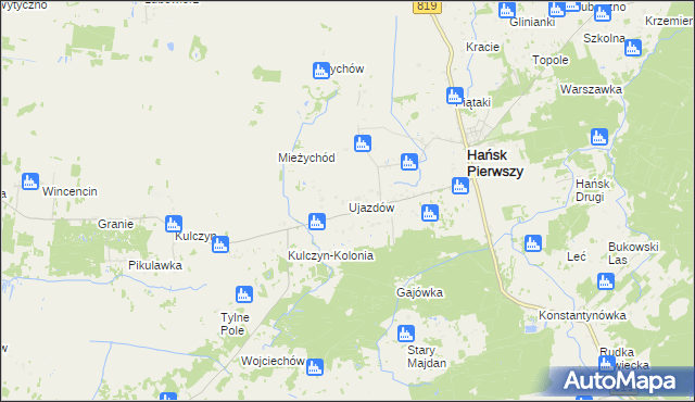 mapa Ujazdów gmina Hańsk, Ujazdów gmina Hańsk na mapie Targeo