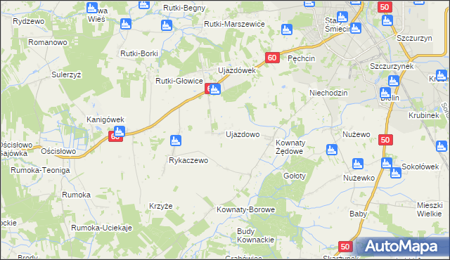 mapa Ujazdowo gmina Ciechanów, Ujazdowo gmina Ciechanów na mapie Targeo