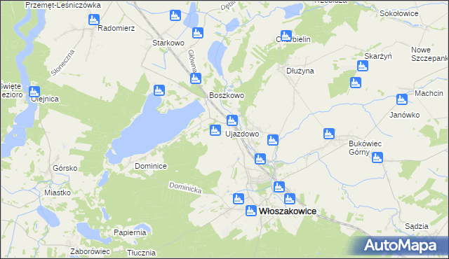 mapa Ujazdowo gmina Włoszakowice, Ujazdowo gmina Włoszakowice na mapie Targeo