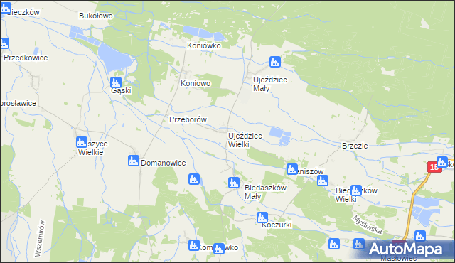 mapa Ujeździec Wielki, Ujeździec Wielki na mapie Targeo