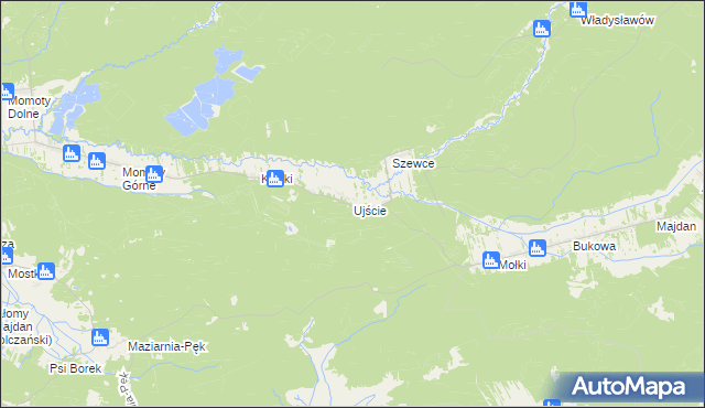 mapa Ujście gmina Janów Lubelski, Ujście gmina Janów Lubelski na mapie Targeo