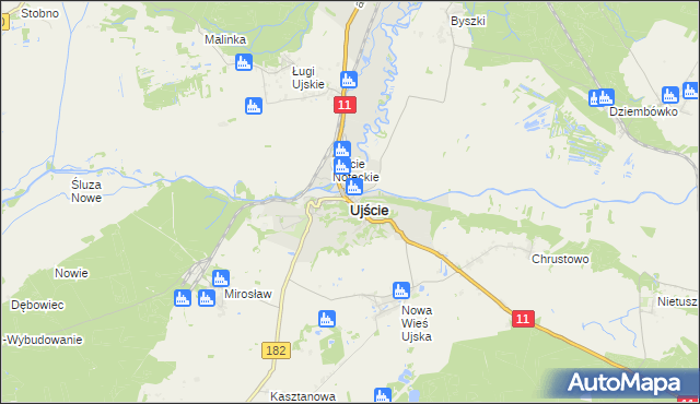 mapa Ujście powiat pilski, Ujście powiat pilski na mapie Targeo
