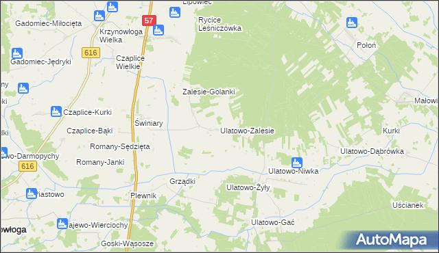 mapa Ulatowo-Zalesie, Ulatowo-Zalesie na mapie Targeo
