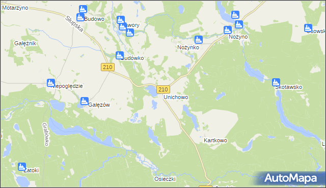 mapa Unichowo, Unichowo na mapie Targeo