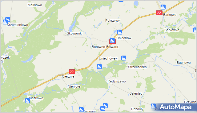 mapa Uniechówek, Uniechówek na mapie Targeo