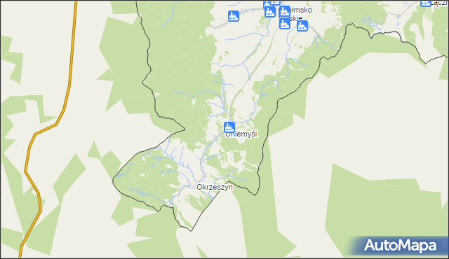 mapa Uniemyśl gmina Lubawka, Uniemyśl gmina Lubawka na mapie Targeo