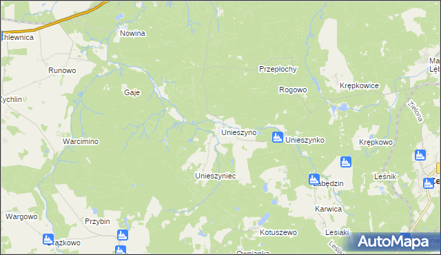 mapa Unieszyno, Unieszyno na mapie Targeo