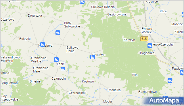 mapa Unikowo gmina Strzegowo, Unikowo gmina Strzegowo na mapie Targeo