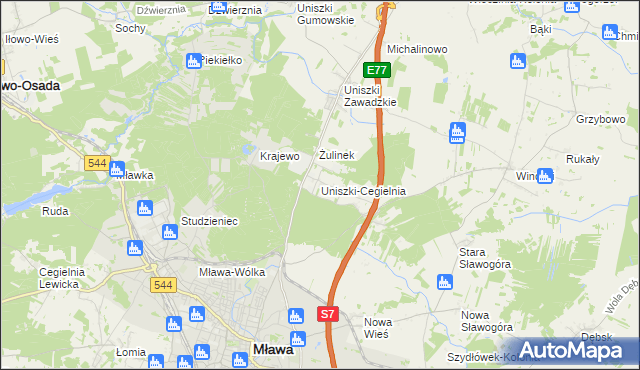 mapa Uniszki-Cegielnia, Uniszki-Cegielnia na mapie Targeo