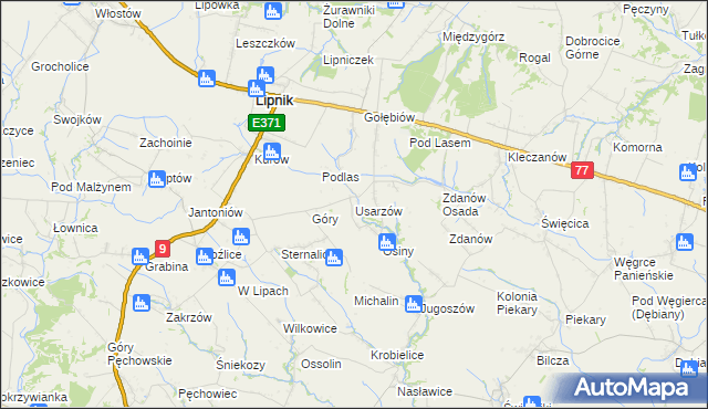 mapa Usarzów, Usarzów na mapie Targeo