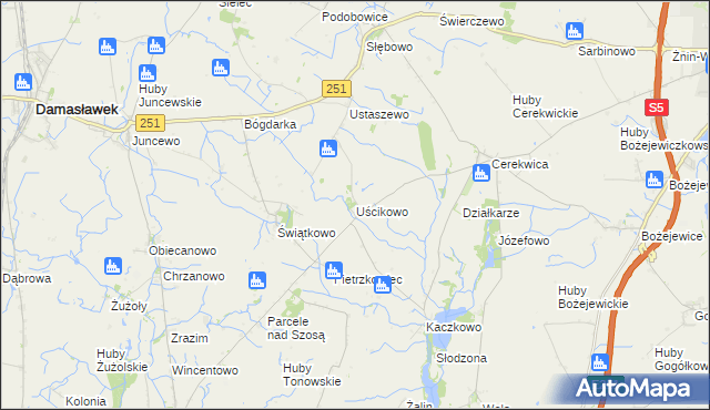mapa Uścikowo gmina Żnin, Uścikowo gmina Żnin na mapie Targeo